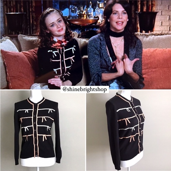 Rare Early 2000s Vintage Bow Cardigan ASO Rory Gilmore in Gilmore Girls - Picture 4 of 14
